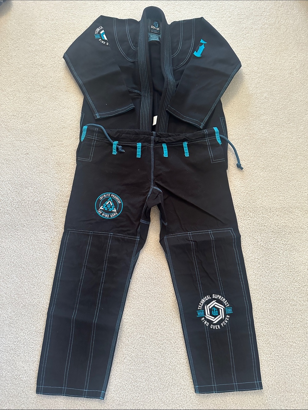 Black and blue Ice weave Small Jiu-jitsu heavy-wt gi